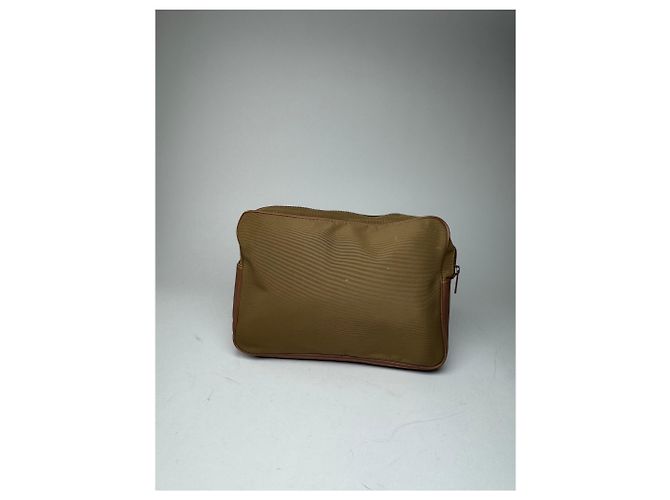 Vintage Courreges Polyester-Leder Clutch khaki braun - Ansicht 14