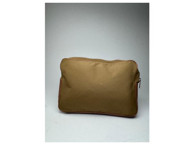 Vintage Courreges Polyester-Leder Clutch khaki braun - Ansicht 2