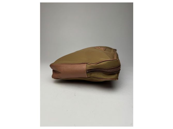Vintage Courreges Polyester-Leder Clutch khaki braun - Ansicht 8