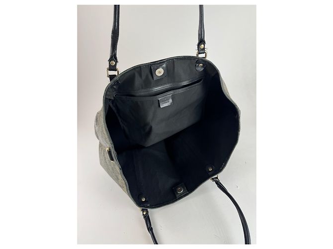 Vintage Gucci Monogram Leder Tote Bag Schwarz Grau - Ansicht 3