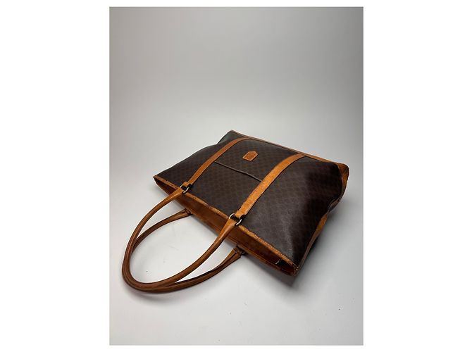 Big Bag Céline Vintage Celine Paris Triomphe Monogramm Ledertasche braun - Ansicht 10