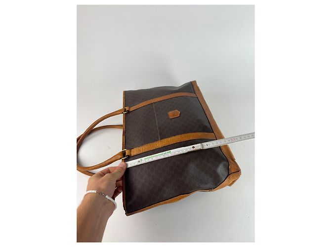 Big Bag Céline Vintage Celine Paris Triomphe Monogramm Ledertasche braun - Ansicht 11