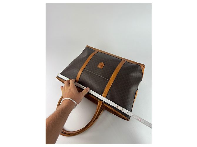 Big Bag Céline Vintage Celine Paris Triomphe Monogramm Ledertasche braun - Ansicht 12