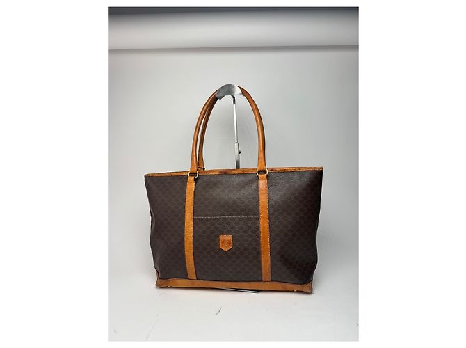 Big Bag Céline Vintage Celine Paris Triomphe Monogramm Ledertasche braun - Ansicht 14