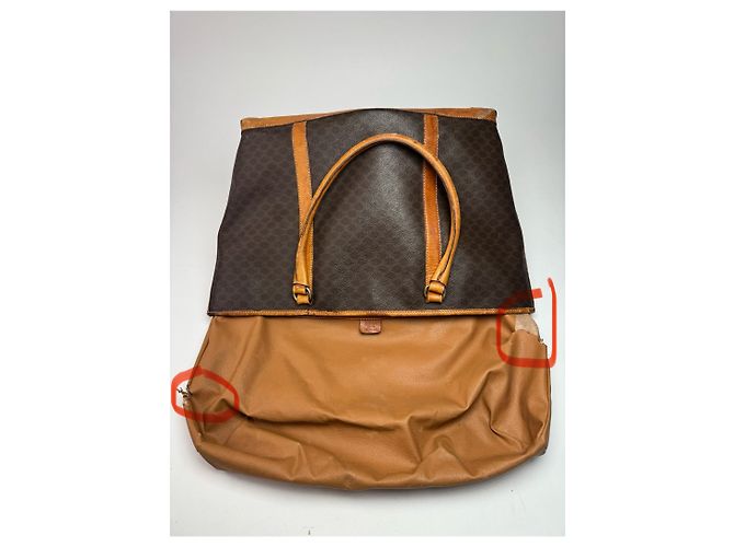 Big Bag Céline Vintage Celine Paris Triomphe Monogramm Ledertasche braun - Ansicht 3