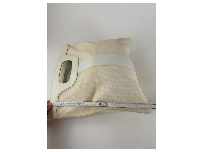Vintage Fendi FF Monogramm Leder-Canvas Tote Bag weiß - Ansicht 12