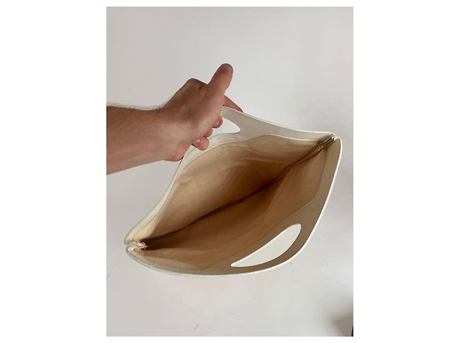 Vintage Fendi FF Monogramm Leder-Canvas Tote Bag weiß - Ansicht 3