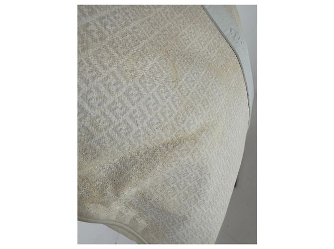 Vintage Fendi FF Monogramm Leder-Canvas Tote Bag weiß - Ansicht 6