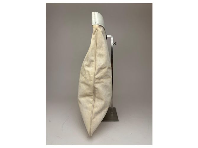Vintage Fendi FF Monogramm Leder-Canvas Tote Bag weiß - Ansicht 8