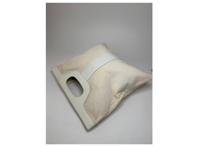 Vintage Fendi FF Monogramm Leder-Canvas Tote Bag weiß - Ansicht 9
