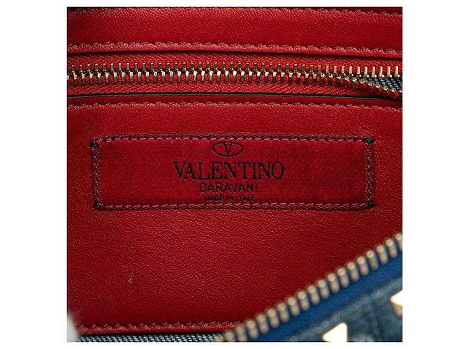 Marsupio con borchie Valentino in pelle denim blu - vista 10