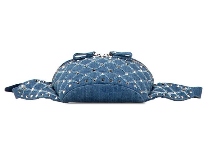 Marsupio con borchie Valentino in pelle denim blu - vista 3