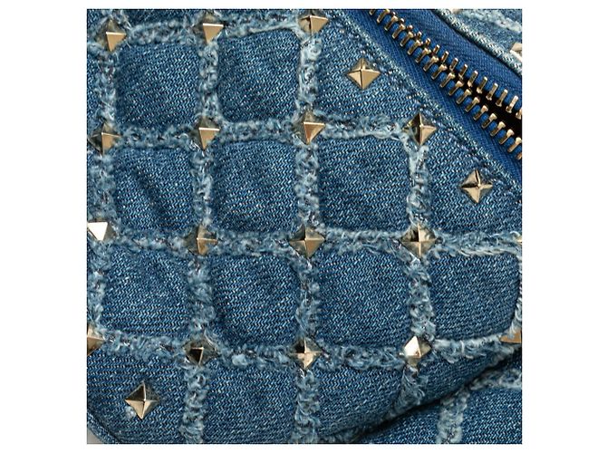 Marsupio con borchie Valentino in pelle denim blu - vista 4