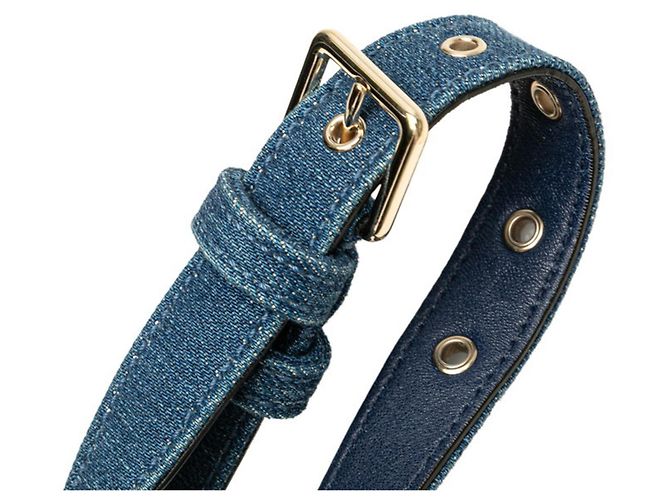 Marsupio con borchie Valentino in pelle denim blu - vista 5