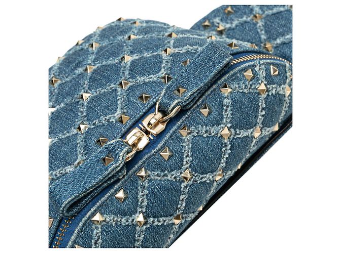 Marsupio con borchie Valentino in pelle denim blu - vista 6