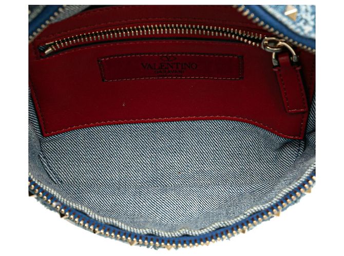 Marsupio con borchie Valentino in pelle denim blu - vista 8
