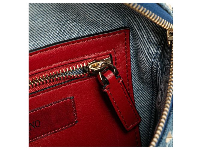 Marsupio con borchie Valentino in pelle denim blu - vista 9