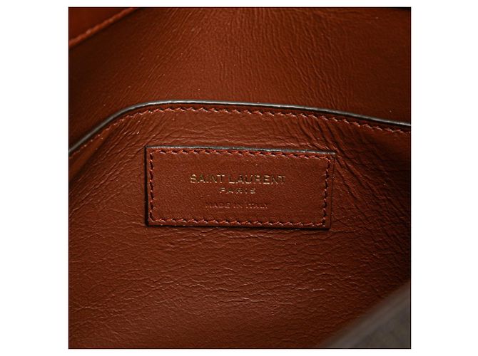 Borsa a Spalla Monogramma YSL Saint Laurent Marrone - vista 8