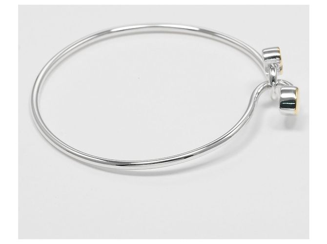 Bracciale a bangle con doppio cuore Tiffany & Co. in argento sterling con oro giallo 18K - vista 4