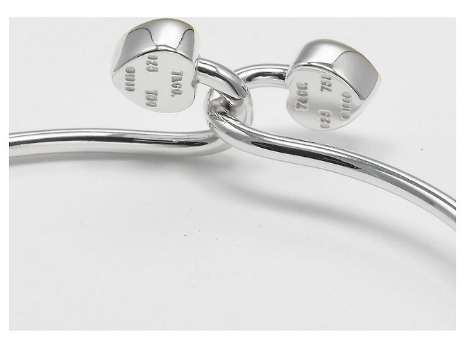 Bracciale a bangle con doppio cuore Tiffany & Co. in argento sterling con oro giallo 18K - vista 6