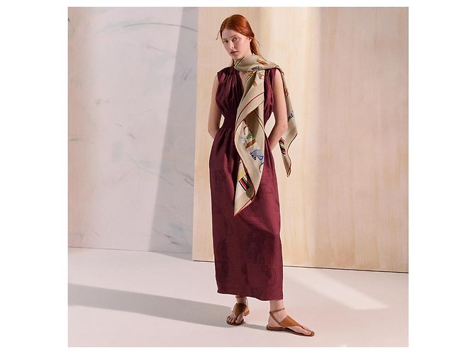 Sciarpa Hermès 140 in Cashmere e Seta - Nuova, nella sua scatola. Multicolore - vista 9