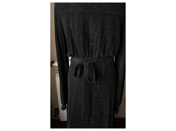 Lk Bennett Schwarzes Kleid mit silbernem Metallfaden - Ansicht 2