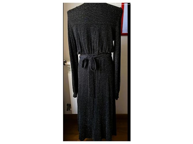 Lk Bennett Schwarzes Kleid mit silbernem Metallfaden - Ansicht 3