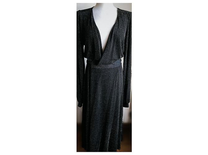 Lk Bennett Schwarzes Kleid mit silbernem Metallfaden - Ansicht 4