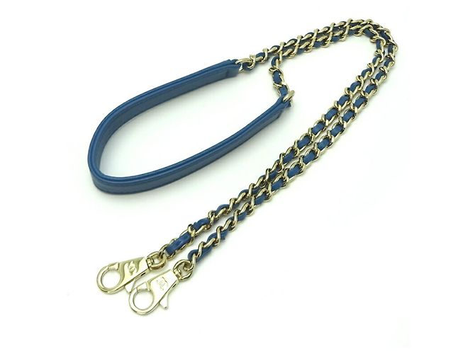 Borsa a spalla Chanel V-Stitch Coco Handle (XS) con catena Blu - vista 10