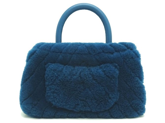 Borsa a spalla Chanel V-Stitch Coco Handle (XS) con catena Blu - vista 2