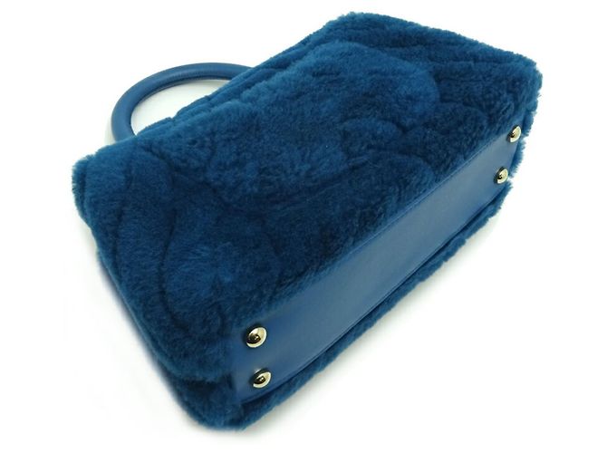 Borsa a spalla Chanel V-Stitch Coco Handle (XS) con catena Blu - vista 4