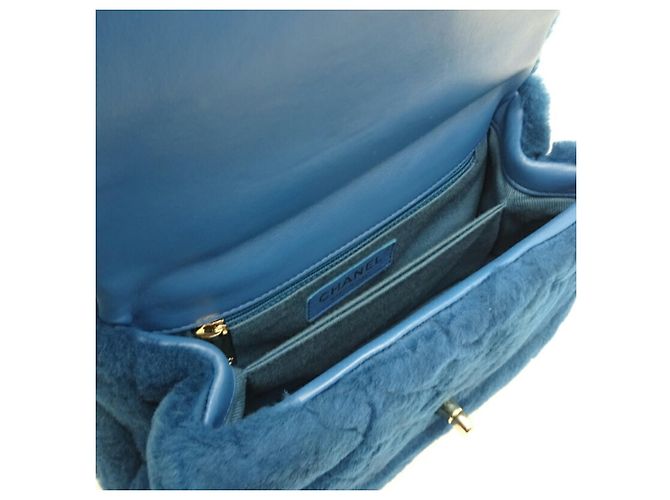 Borsa a spalla Chanel V-Stitch Coco Handle (XS) con catena Blu - vista 5