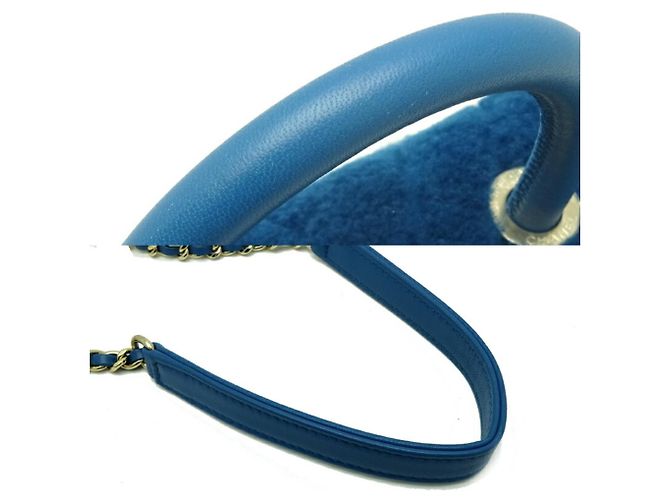 Borsa a spalla Chanel V-Stitch Coco Handle (XS) con catena Blu - vista 6