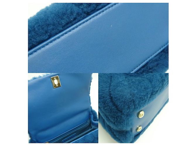 Borsa a spalla Chanel V-Stitch Coco Handle (XS) con catena Blu - vista 7