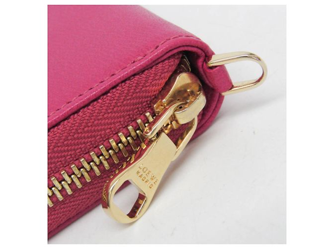 Cartera larga de cuero para mujer con botón Anagram Loewe Rosa - vista 7