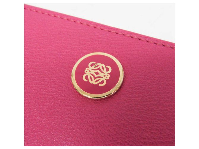 Cartera larga de cuero para mujer con botón Anagram Loewe Rosa - vista 9