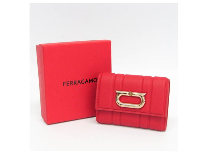Carteira de couro feminina Gancini da Salvatore Ferragamo Vermelho - vista 2