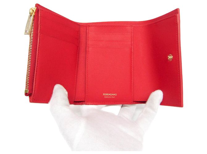 Carteira de couro feminina Gancini da Salvatore Ferragamo Vermelho - vista 4