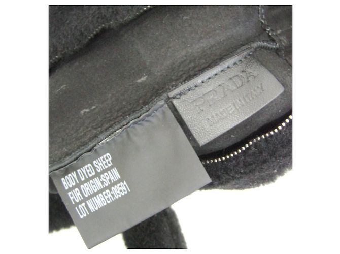 Prada MONTONE 1BF130 Fell Tote Bag Schwarz - Ansicht 14