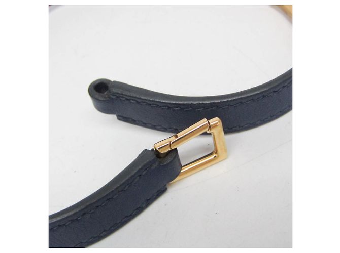 Pulseira de couro e metal Rivale Double Tour da Hermès Dourado Azul marinho - vista 4
