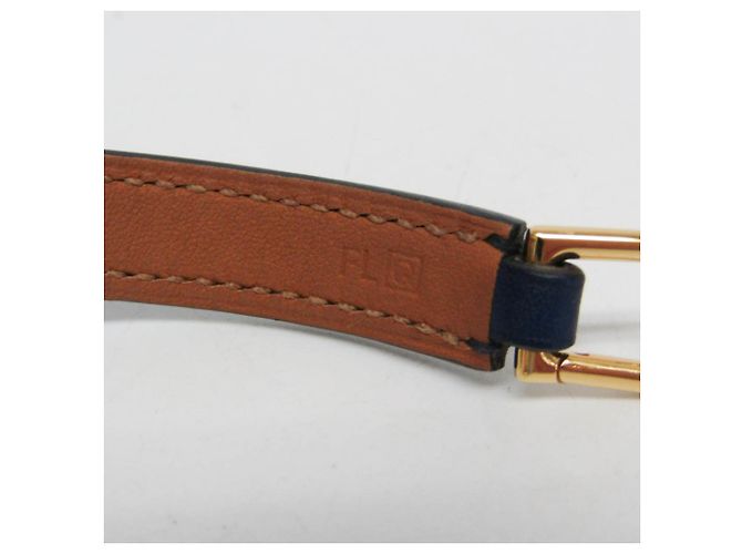 Pulseira de couro e metal Rivale Double Tour da Hermès Dourado Azul marinho - vista 9