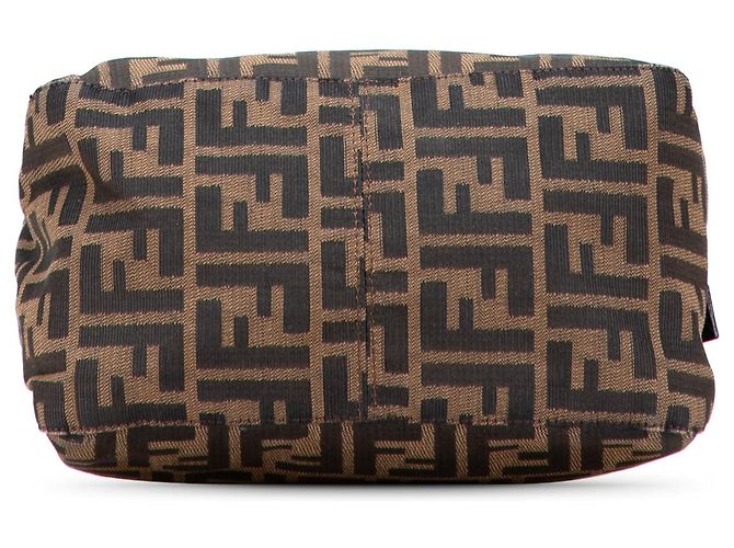 Borsa a spalla Fendi in tela Zucca marrone con doppio flap - vista 3