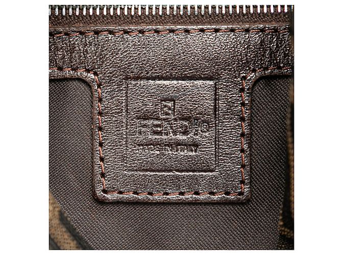 Borsa a spalla Fendi in tela Zucca marrone con doppio flap - vista 5