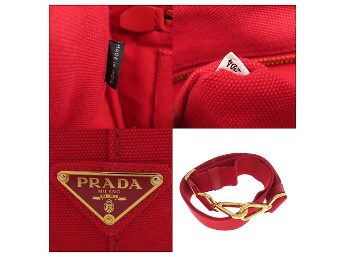 Prada Canapa Mini-Handtasche Rot - Ansicht 7