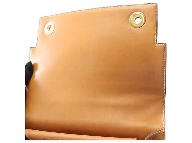 Borsa a mano Hermès Piano Oro Marrone - vista 9
