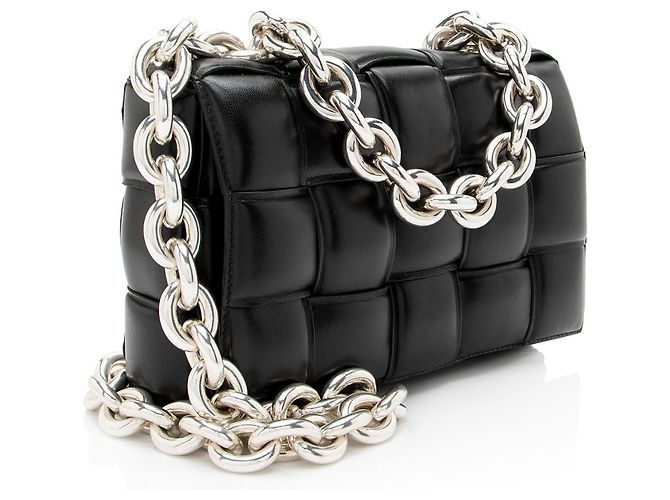 Borsa a spalla maxi in pelle di agnello Cassette con catena Bottega Veneta - vista 2