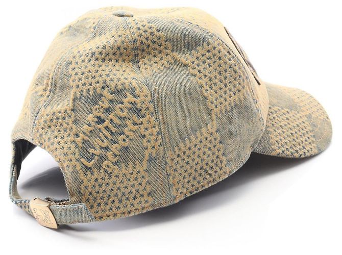Cappello in denim lavato 3D Damier Louis Vuitton Marrone Beige - vista 2