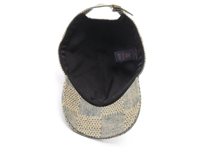 Cappello in denim lavato 3D Damier Louis Vuitton Marrone Beige - vista 3