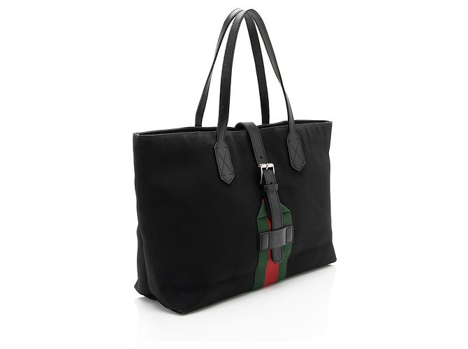 Große Gucci Techno Canvas Web Schnalle Tote Schwarz - Ansicht 2
