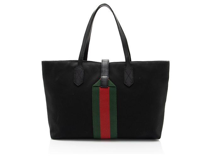Große Gucci Techno Canvas Web Schnalle Tote Schwarz - Ansicht 3